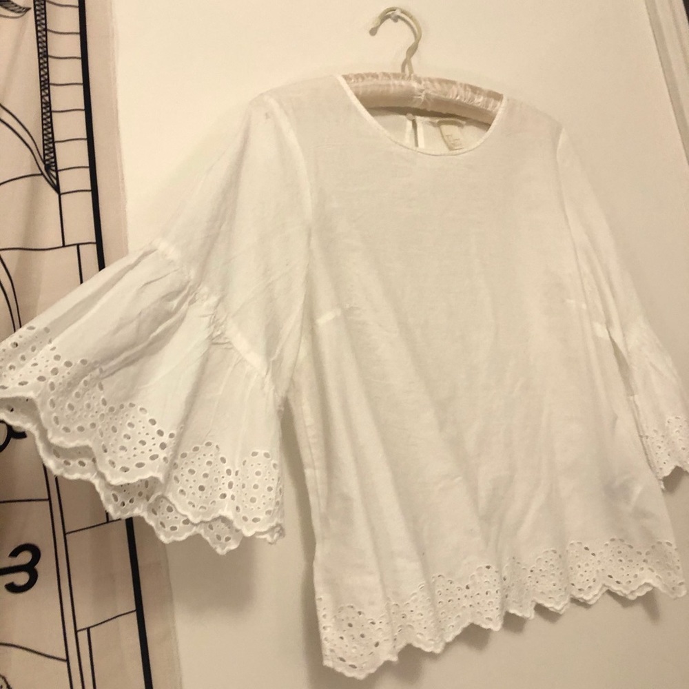H&M white eyelet blouse